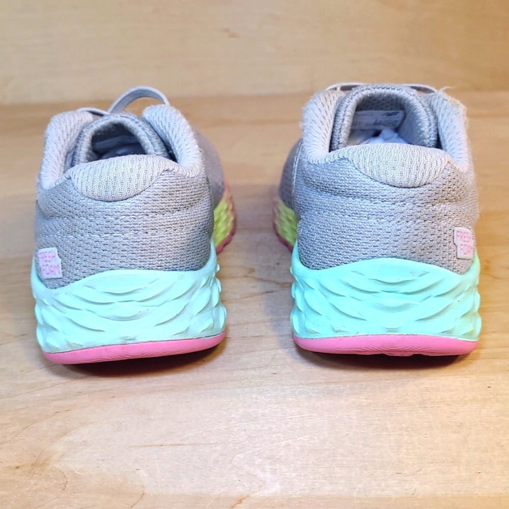 New Balance Fresh Foam Arishi Gray and Pink Kids No Tie Slip On Sneakers - Picture 7 of 10